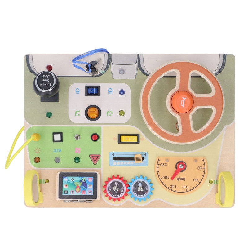 Wooden Steering Wheel Toy Early Educational Stimulation LED Wood Sensory