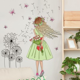 Mestiker Girl Back Figure Wall Sticker Wallpaper Sticker Character Wallpaper Sticker Removable Stylish Scandinavian Painting Interior Stylish Art Sticker Children's Room Girls Room Bedroom Living Room