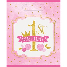 Pink and Gold Girls 1st Birthday Goodie Bags, 8ct
