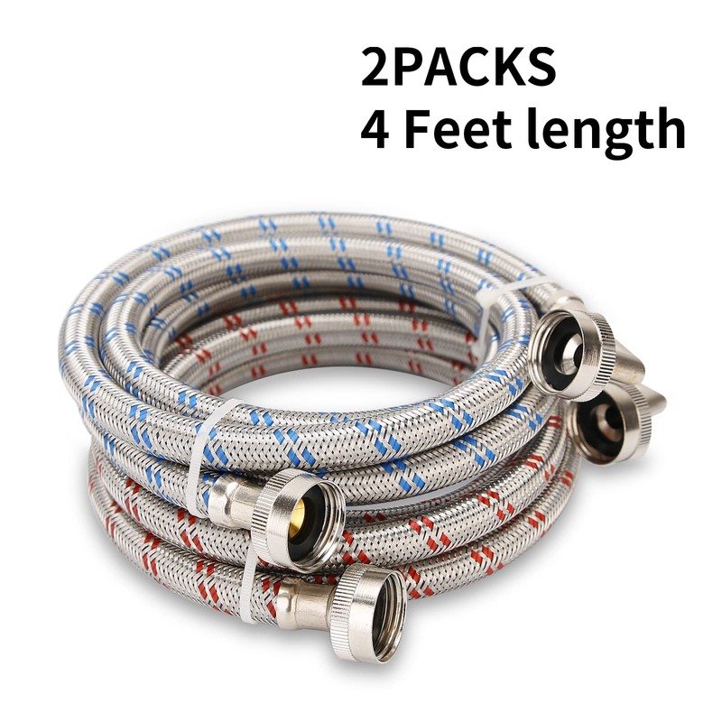 Roastove 4 feet Premium Stainless Steel Washing Machine Hoses with