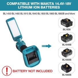 YEX-BUR 12W 1000LM LED Flashlight Work Light Powered by Makita 18V Lithium Ion Batteries BL1850 BL1830, Jobsite Handheld Spotlight Desk Lamp with 5V 2.1A USB Port, 90 Degree Pivoting Head