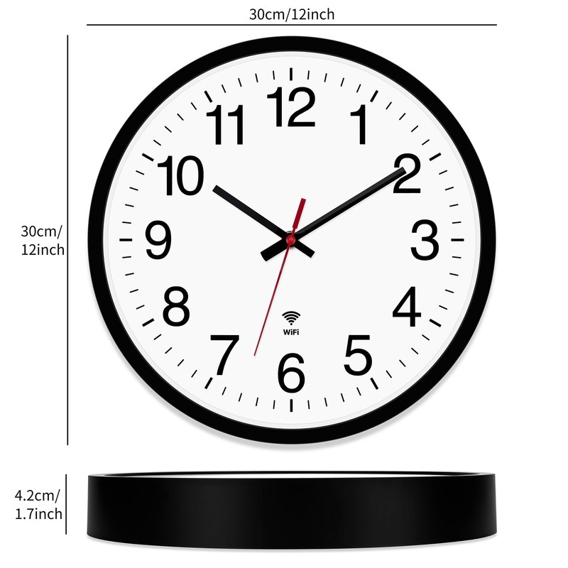 Koosome WiFi Analog Wall Clock with Auto Sync Time &