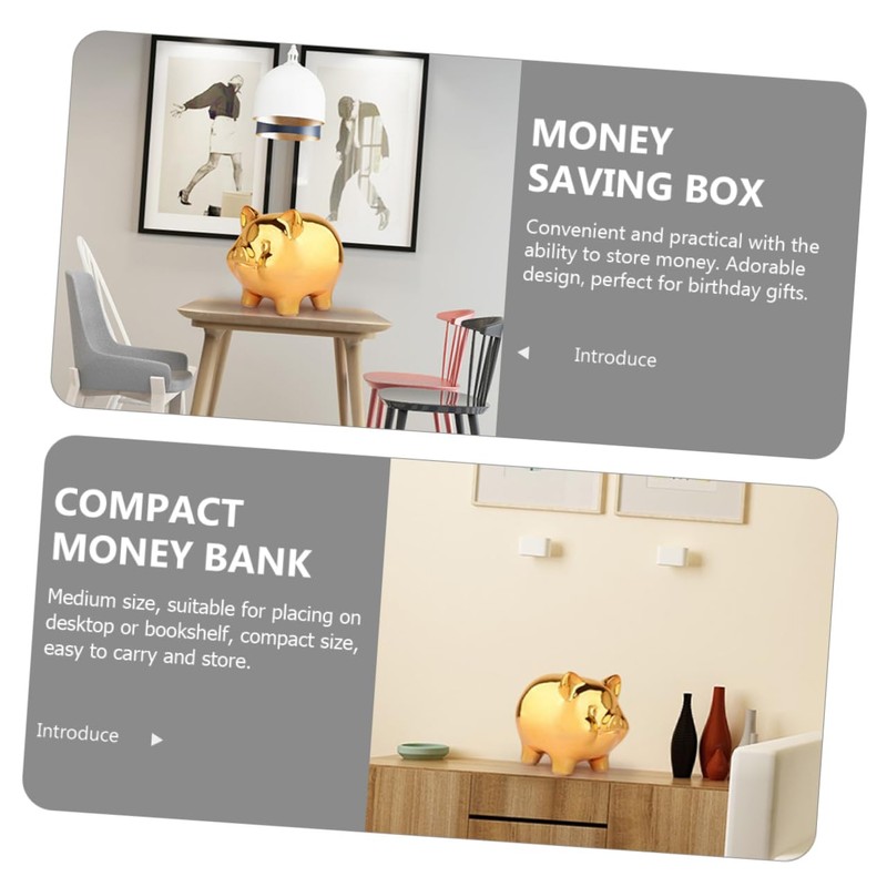 HONITANO Ceramic Piggy Bank Cute Pig-Shaped Money Box for Home
