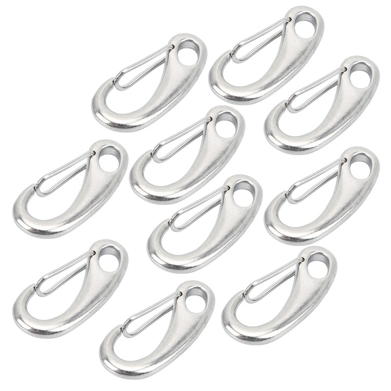 10pcs 50mm Heavy Duty Snap Rope Hook Stainless Steel Spring