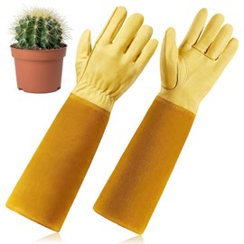 Long Thorn Proof Gardening Gloves for Women - 42mm Leather Gardening Gauntlets Heavy Duty, Protection With Long Arm Sleeves Forearm Sheepskin and Cowhide for Garden Work Carpentry Tasks Welding Labor