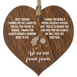 Love and Friendship Gifts for Women Birthday Dark Wooden Heart Sign Plaque, Christmas for Women Sign, Xmas Decorations, Valentines Hanging Hearts, Special Friend Gifts, Bride Gift