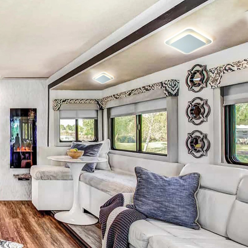 Facon 9" RV LED Acrylic Dual Square Flush Mount Lamp