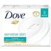 Dove Sensitive Skin Beauty Bar, Unscented, 3 Count, Pack of