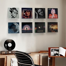 Pack of 8 Hanging Shelves for Vinyl Records, 30.5 cm Acrylic for Album Record Storage & Display, Storage of Records, Wall Shelf for Books/Photos/Pictures in Bedroom, Living Room, Bathroom