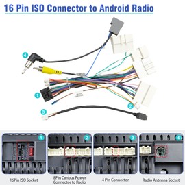 Jayubien Radio Wiring Harness Kit Replacement for Nissan Murano Pathfinder Xterra Altima X-Trail Rogue 16Pin ISO Car Stereo Adapter with Butt Connector USB Antenna RCA Input Cable