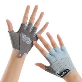 NICEYEA Kids Half Finger Cycling Gloves Anti-slip Fingerless Bike Gloves for Boys and Girls Outdoor Sports (Blue)