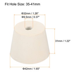 MECCANIXITY Rubber Tapered Plug 32mm to 42mm with Hole Test Tubes Bungs Stopper White for Lab Home 5 Pieces