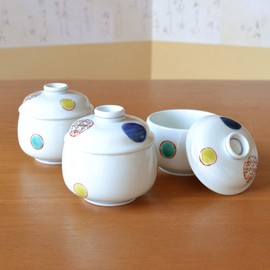 Chawan Mushi Dish, Set of 3, Dinnerware Set, Arita Ware, Round Pattern