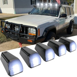 Dreamizer 5X For Jeep Cherokee XJ Truck Solar Powered Wireless Roof 12LED Cab Lights White