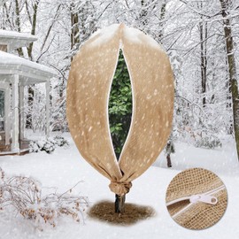 1PCS 47.2''×70.8'' Huge Plant Covers Freeze Protection with Zipper, Plant Cover Drawstring Tree Cover, Burlap Frost Cloth Plants Freeze Protection,Reusable Tree Jacket Frost Blanket for Outdoor Plants