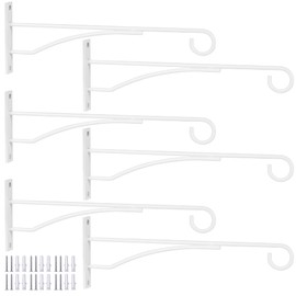 Eyrosa 8" White Plant Hangers 6 Pack, Hanging Plant Bracket for Wall Fence Porch Outdoor Indoor, Metal Plant Hooks for Basket, Flower, Planter, Feeder, Lantern, Wind Chime