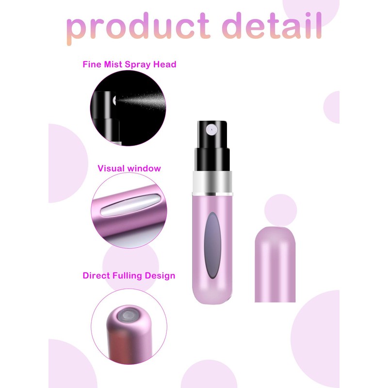 CUTEABC Travel Perfume Bottle Refillable,5ml Portable Travel Perfume Atomizer Refillable,Mini