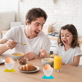 6 Pcs Egg Cups Soft Plastic Cartoon Egg Holders Fun Duck Feet Shaped Egg Tray for Breakfast Brunch Soft Boiled Egg(Green)