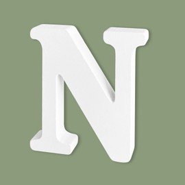 4 Inch White Unfinished Wood Letters for Crafts, Wooden Letters for Home Wedding Birthday Party Wall Decor, Alphabet Marquee Letters (Letter N)