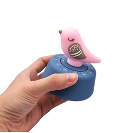 Ranvi Bird Shaped Kitchen Timer Craft Mechanical Winding 60 Minute Timer Cute Animal Kids Time Timer Manage Time, Baking Fun and Boiled Eggs(Pink)