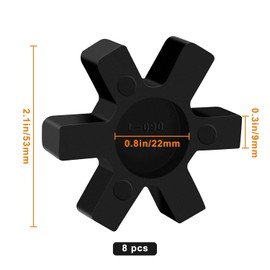 Zarique 8 Pcs L095 Flexible NBR Rubber Spider Inserts Solid Type Spider Center Inserts Fits for L Jaw Coupling Set, Black