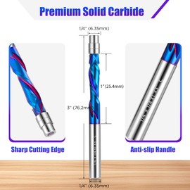 Compression Spiral Flush Trim Router Bit 1/4 Inch Shank, 6PCS Up Down Cut Spiral Router Bits Flush Trim Bits, 1/4'' Cutting Diameter Flush Cut Router Bits for Woodwork Trimming