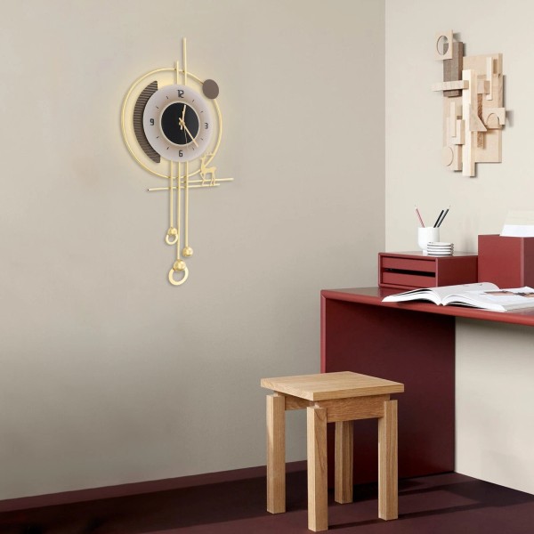Modern Wall Clock, LED Lighting Wall Clock, Large Gold Decorative