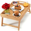 Home-It Bed Table Tray with Folding Legs - Bamboo Breakfast