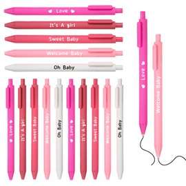 60PCS Baby Shower Pens for Guests, Bulk Baby Shower Favors for Guests, It's a Girl Ballpoint Pens with Black Ink, Retractable Writing Pens for Gender Reveal Party Favors Thank You Gifts, Pink