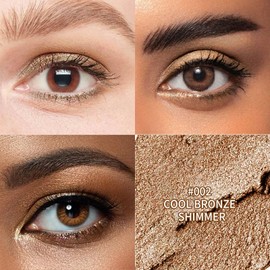 popcode Cream to Powder Waterproof Eyeshadow Stick, Longwear, Easy-to-Apply, Smudge-Proof Shimmer Eyeshadow Pencil (002 Cool Bronze Shimmer)