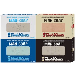 BushKlawz Exfoliating BIG BRICK MAN SOAP- Deep Clean Your Skin, Remove Dead Cells, and Moisturize with Natural Oils - 200g / VARIETY 4 PACK