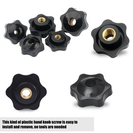 Star Grip Nut M8 14 Pieces, Knurled Screw Outer Diameter, Star Grip Nut Female Thread Brass for Machines and Systems, Furniture, Machine Tools, Fitness Equipment, Black Star Grip Nut