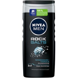 NIVEA MEN Rock Salts Shower Gel (250 ml), Shower Gel with Natural Rock Salts, Effective Shower Gel for a Cleaned, Refreshed Skin Feeling