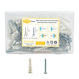 Self Drilling Drywall Anchors, 100PCS Nylon Plastic Wall Anchors and Screws for Drywall, No Pre Drill Hole Preparation Required (100)