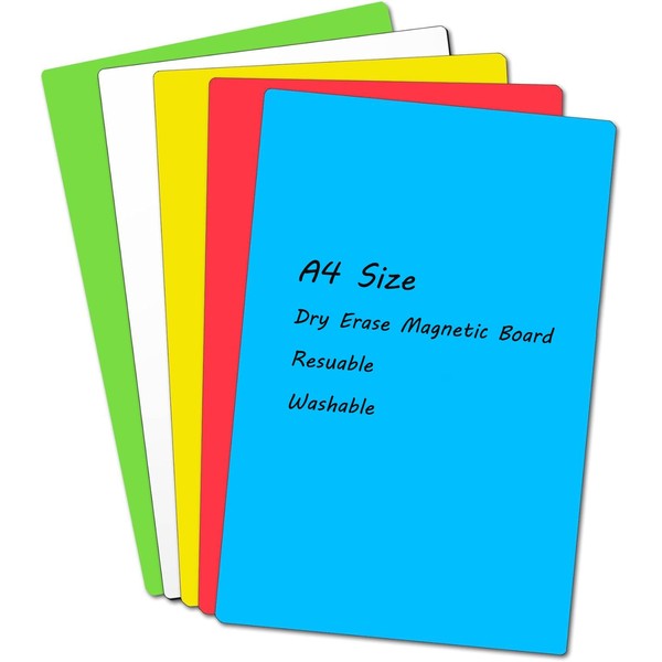 Realth Dry Erase Magnetic Board, 5 Colors Reusable Fridge Magnetic