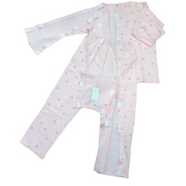 yuaseiharu Women's Nursing Pajamas, Full Opening, Autumn and Winter, Quilted Pajamas, Full Open Shoulder Warm Pajamas, Pink