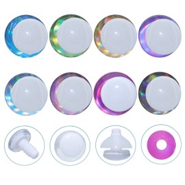 32Pcs 25mm 3D Glitter Safety Eyes and Washers for Amigurumi Crochet - Thalinfayi 8Colors Laser White Eyeballs Strabismus Safety Eyes for Crochet Animals Crafts Easter Decor Crochet Accessories