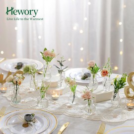 Hewory Glass Bud Vases for Centerpieces: 40 Pcs Small Flower Vase in Bulk for Wedding Table Centerpiece - Clear Mini Vintage Vases Set Home Decoration