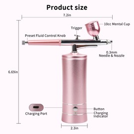 PZCC Airbrush Kit PRO 22-27-30PSI for Beginners & Professionals – Complete Set with Compressor, Dual-Action Airbrush, and Accessories for Art, Makeup, Nail, and Model Painting，2025 New year gift