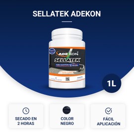 Sellador Impermeable Negro 1L Sellatek - Resanador para Pared y Superficie - Repara Grietas | Alta Adhesividad en Zonas Húmedas y Secas - Fácil Aplicación y Secado Rápido | ADEKON