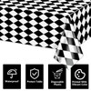 4 Pack Black and White Checkered Tablecloths, Plastic Gingham Table