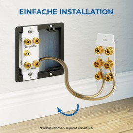 deleyCON Multimedia Speaker Boxes Wall Socket Wall Plate with Banana Plug Sockets for 5.1 Surround Sound System and Subwoofer Home Cinema