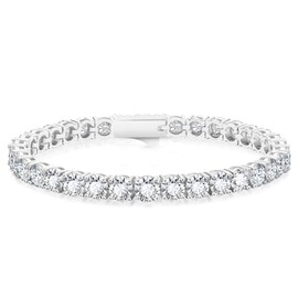 KRKC&CO Tennis Bracelets for Women, 14K/White 5A CZ Bracelet, Birthday Wedding Gift for Her, Iced Out Cubic Zirconia Stones, Bridal Wedding Jewelry for Wife Mom, 5mm 6.5
