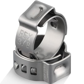 OURU 150 Pack 3/8 Inch Pex Clamps,304 Stainless Steel Pex Cinch Clamps Stepless Pex Crimp Rings PEX fittings Pinch Clamps,Single Ear Hose Clamps for Pex Tubing Pipe