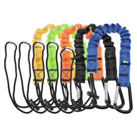 MECCANIXITY Retractable Tool Lanyard 2ft with Single Aluminum Buckle and Adjustable Loop End, Maximum Weight Limit 10KG / 22lb, Safety Fall Protection Tools Leash, 5 Colors 5 Pack