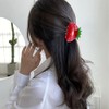 Strawberry Hair Clips for Women, Red and Green Fruit Design,