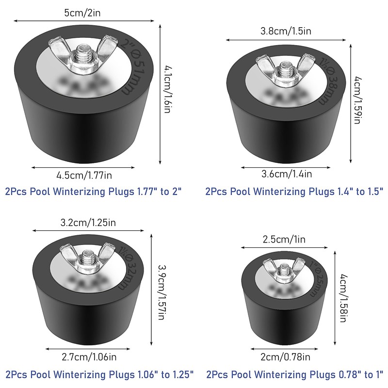 8 Pcs 4 Size Pool Winterizing Plug Return Line Plugs