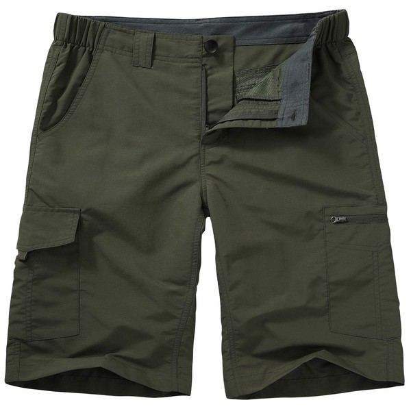 Hiking Shorts for Men Cargo Casual Quick Dry Lightweight Stretch Waist Outdoor Fishing Travel Shorts (6228 Army Green 40)