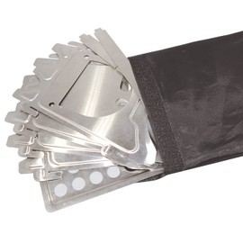 コンパクトウッドストーブ　三和一商事　ステンレス　収納ポーチ付き　軽量　五徳付　携帯に便利 (S（角形）)