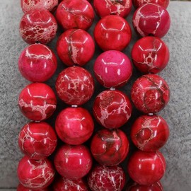 Dyed Rose Sea Sediment Jasper Crystal Man Women Stretch Bracelet 10mm Round Beads Rock Jasper 7 Inch